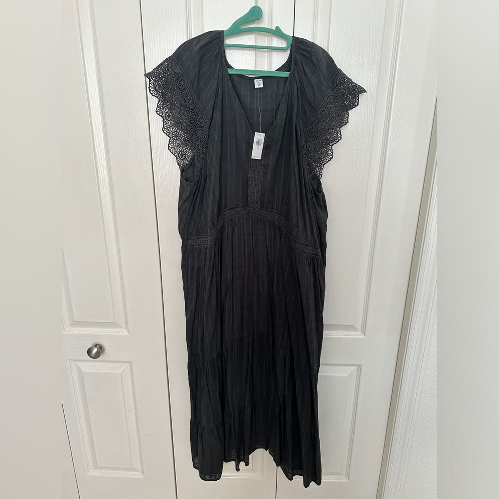 Old Navy Grey Midi Linen Dress